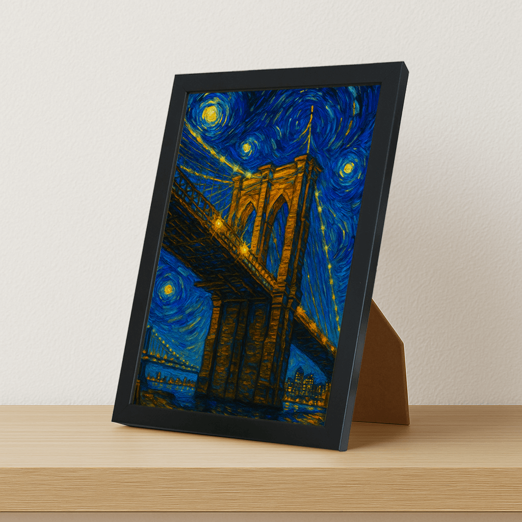 Quadri stampe d'autore Ponte di Brooklyn stile Gogh | Incorniciamoci