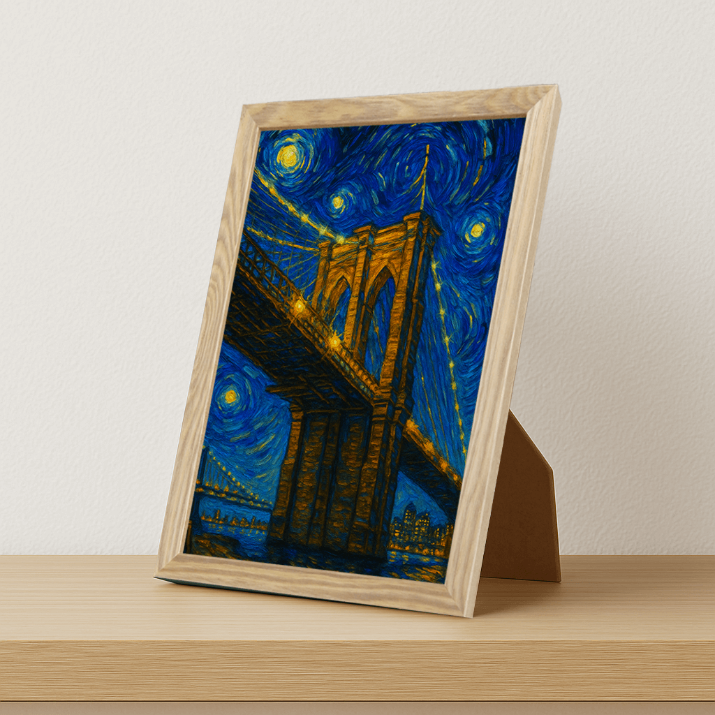 Quadri stampe d'autore Ponte di Brooklyn stile Gogh | Incorniciamoci