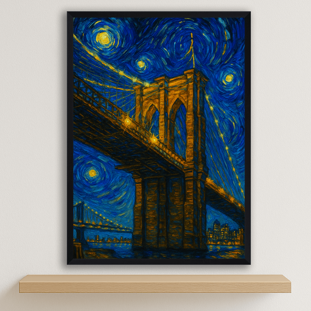 Quadri stampe d'autore Ponte di Brooklyn stile Gogh | Incorniciamoci