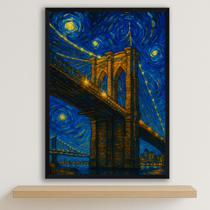 Quadri stampe d'autore Ponte di Brooklyn stile Gogh | Incorniciamoci
