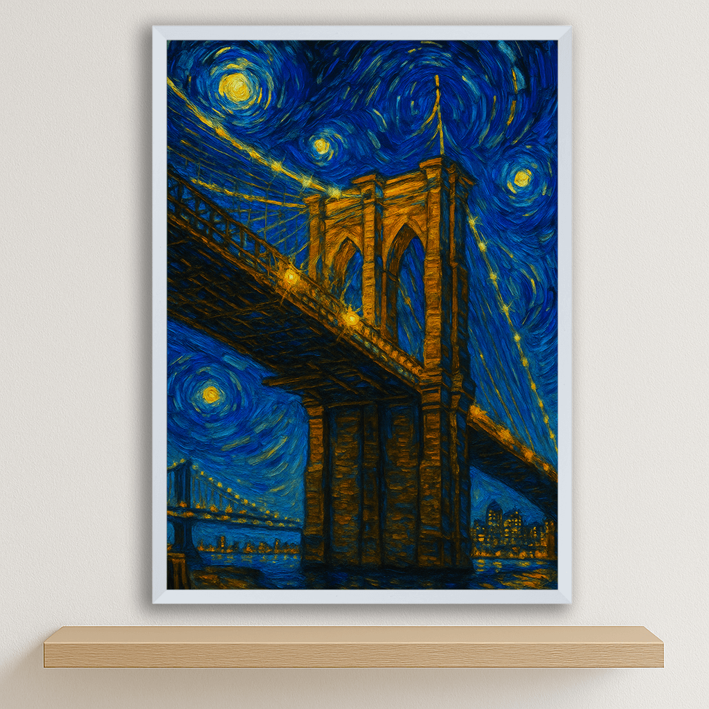 Quadri stampe d'autore Ponte di Brooklyn stile Gogh | Incorniciamoci