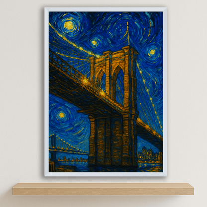 Quadri stampe d'autore Ponte di Brooklyn stile Gogh | Incorniciamoci