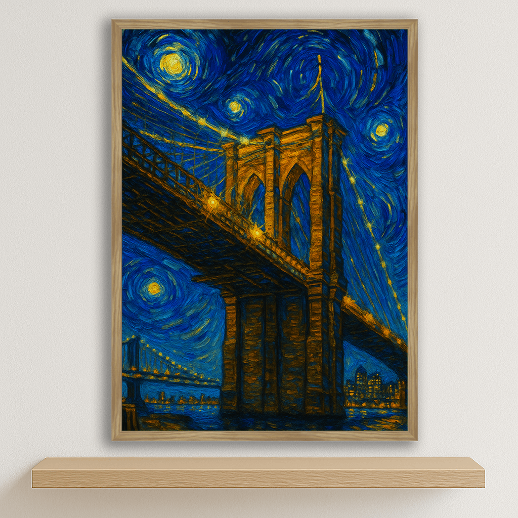 Quadri stampe d'autore Ponte di Brooklyn stile Gogh | Incorniciamoci