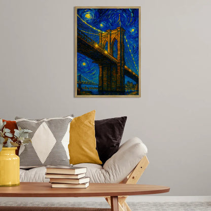 Quadri stampe d'autore Ponte di Brooklyn stile Gogh | Incorniciamoci