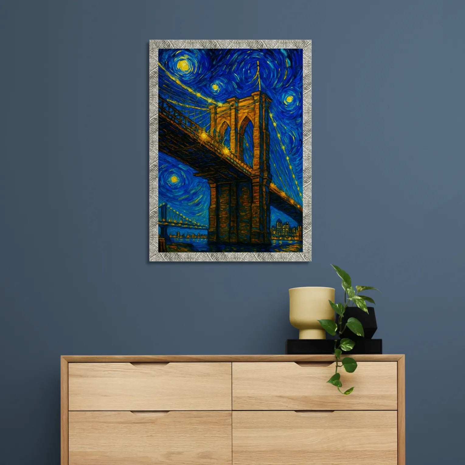 Quadri stampe d'autore Ponte di Brooklyn stile Gogh | Incorniciamoci