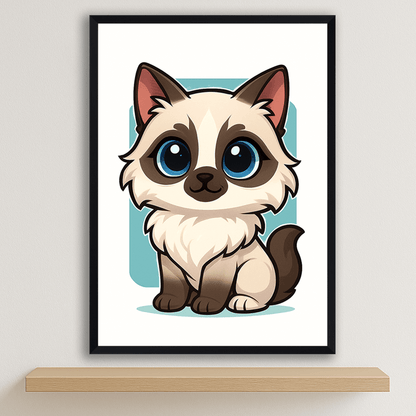 Quadri stampe d'autore Ragdoll in stile Chibi | Incorniciamoci