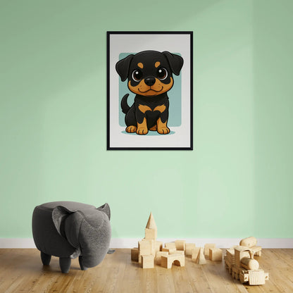 Quadri stampe d'autore Rottweiler in stile Chibi | Incorniciamoci