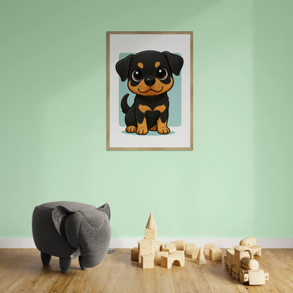 Quadri stampe d'autore Rottweiler in stile Chibi | Incorniciamoci