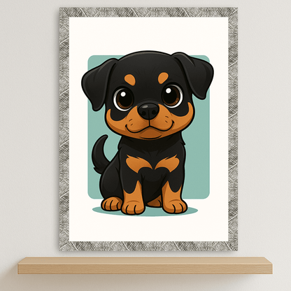 Quadri stampe d'autore Rottweiler in stile Chibi | Incorniciamoci