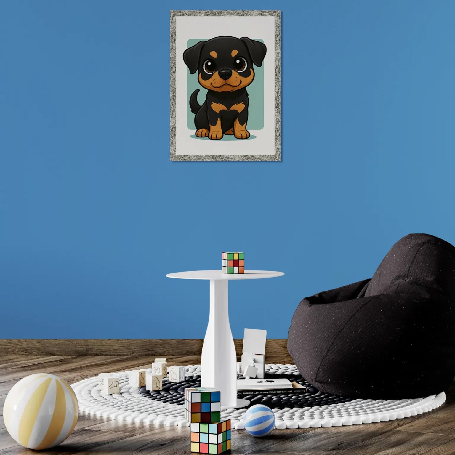 Quadri stampe d'autore Rottweiler in stile Chibi | Incorniciamoci