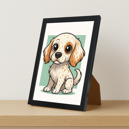 Quadri stampe d'autore Setter Inglese in stile Chibi | Incorniciamoci