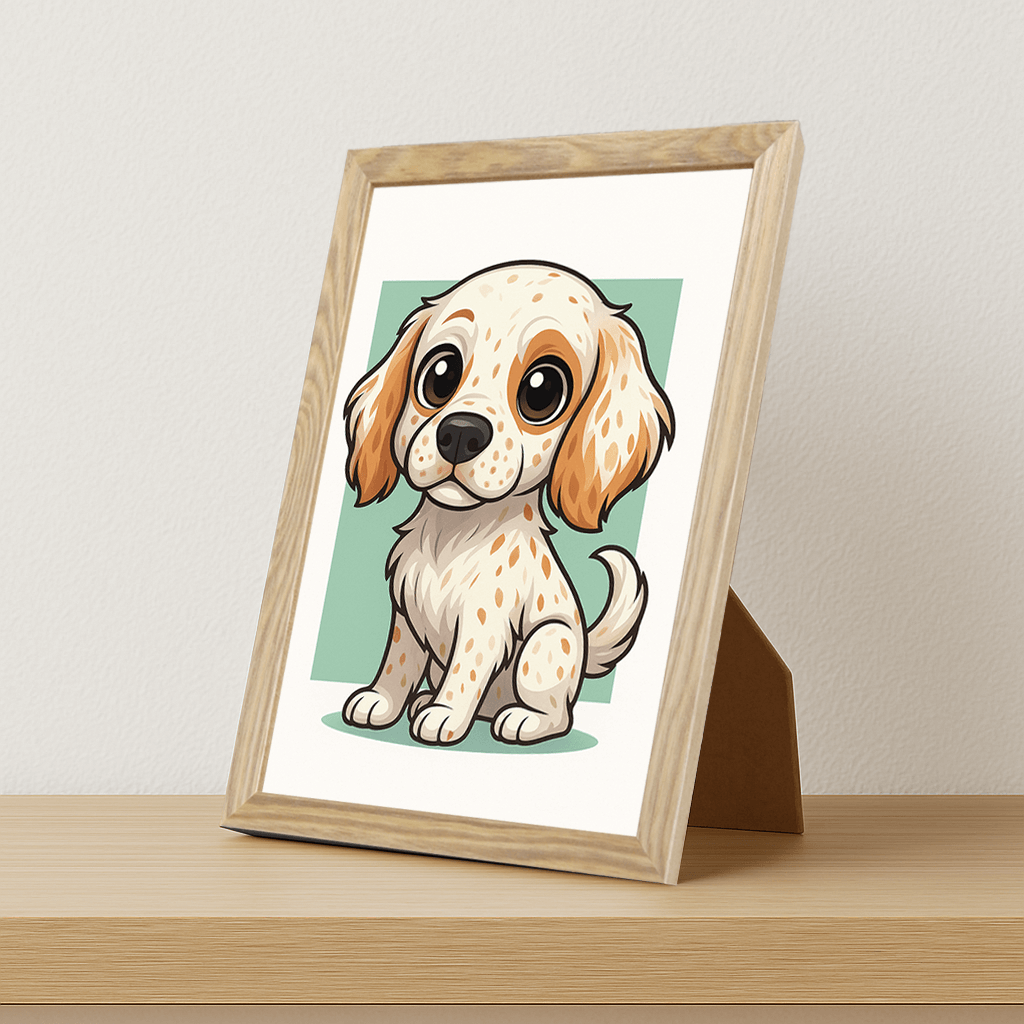 Quadri stampe d'autore Setter Inglese in stile Chibi | Incorniciamoci