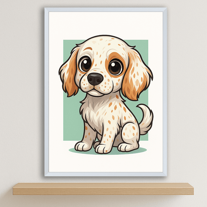 Quadri stampe d'autore Setter Inglese in stile Chibi | Incorniciamoci