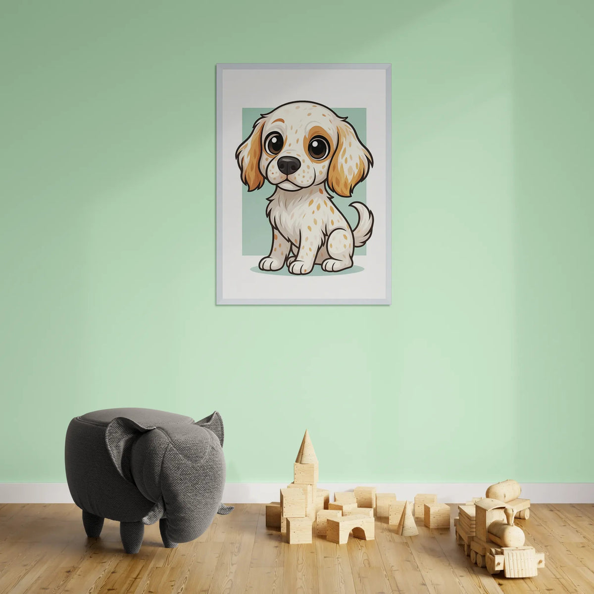 Quadri stampe d'autore Setter Inglese in stile Chibi | Incorniciamoci