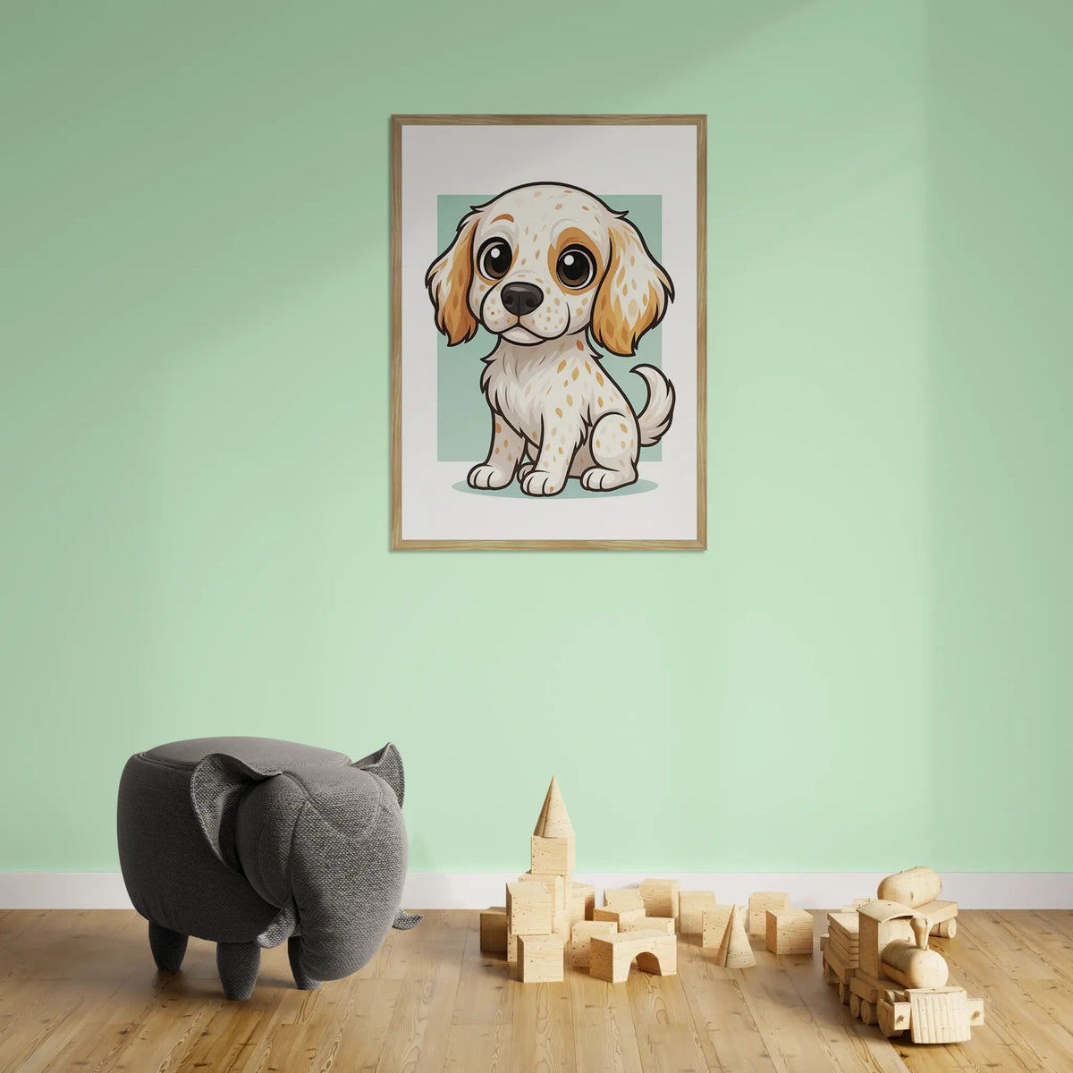 Quadri stampe d'autore Setter Inglese in stile Chibi | Incorniciamoci