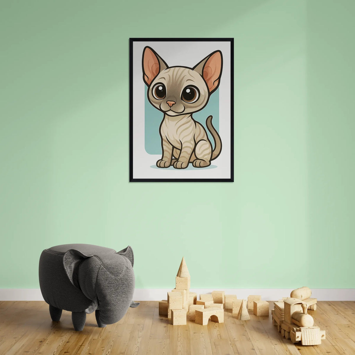 Quadri stampe d'autore Sphynx in stile Chibi | Incorniciamoci