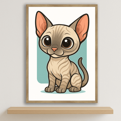 Quadri stampe d'autore Sphynx in stile Chibi | Incorniciamoci
