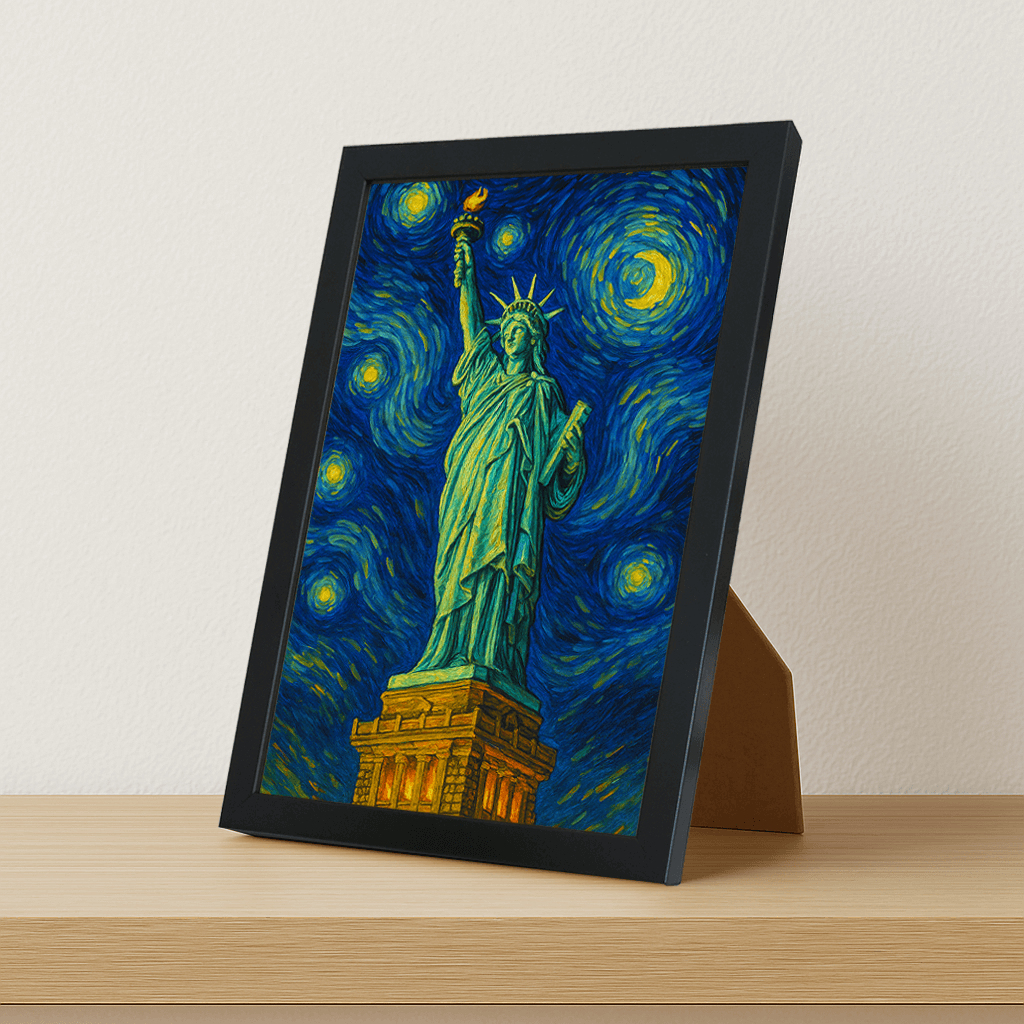 Quadri stampe d'autore Statua della Libertà stile Gogh | Incorniciamoci