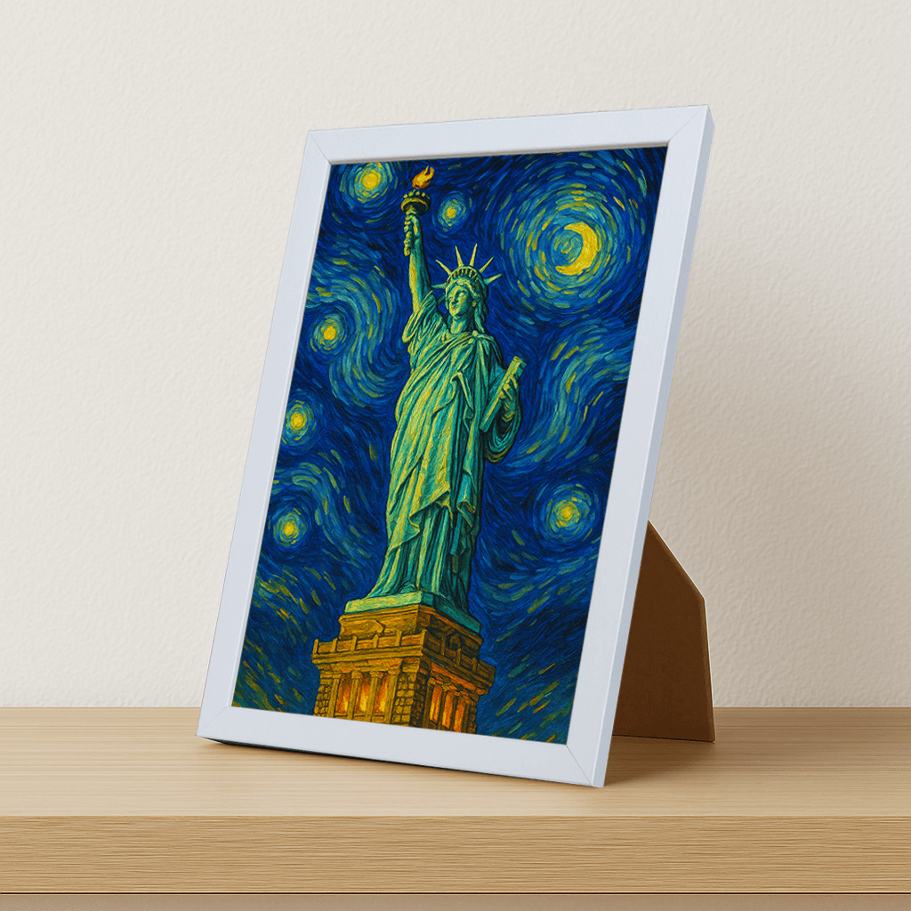 Quadri stampe d'autore Statua della Libertà stile Gogh | Incorniciamoci