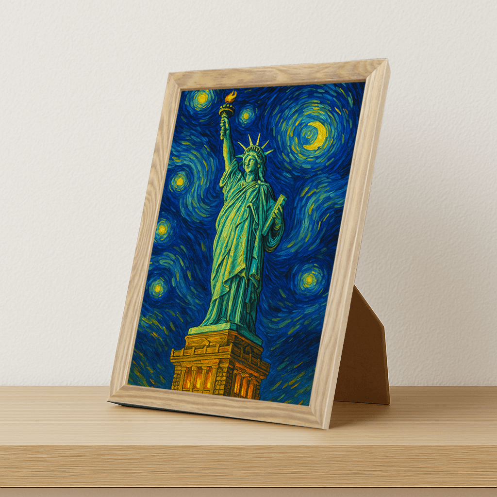 Quadri stampe d'autore Statua della Libertà stile Gogh | Incorniciamoci