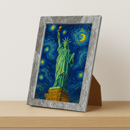 Quadri stampe d'autore Statua della Libertà stile Gogh | Incorniciamoci