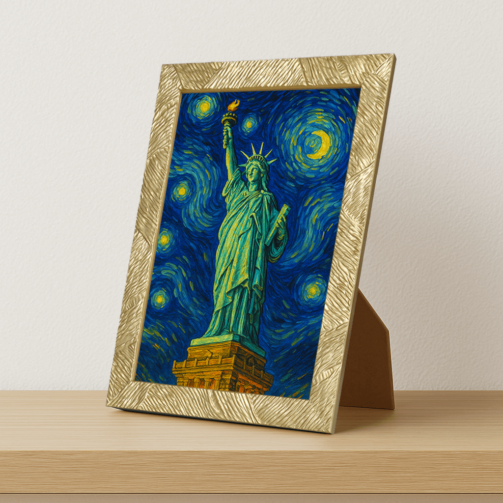 Quadri stampe d'autore Statua della Libertà stile Gogh | Incorniciamoci