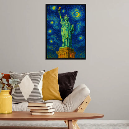 Quadri stampe d'autore Statua della Libertà stile Gogh | Incorniciamoci