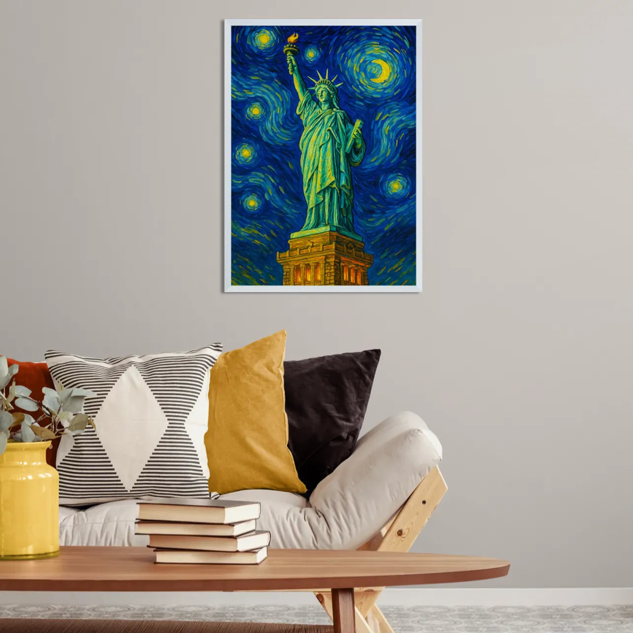 Quadri stampe d'autore Statua della Libertà stile Gogh | Incorniciamoci