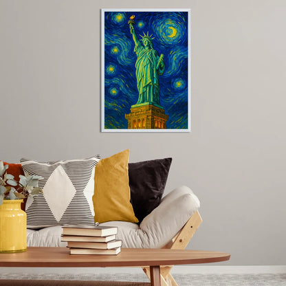 Quadri stampe d'autore Statua della Libertà stile Gogh | Incorniciamoci
