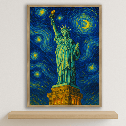 Quadri stampe d'autore Statua della Libertà stile Gogh | Incorniciamoci