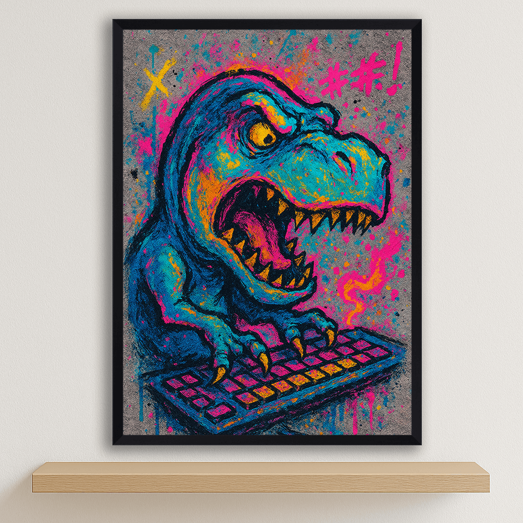 Quadri stampe d'autore T-Rex con PC | Incorniciamoci