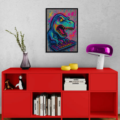 Quadri stampe d'autore T-Rex con PC | Incorniciamoci