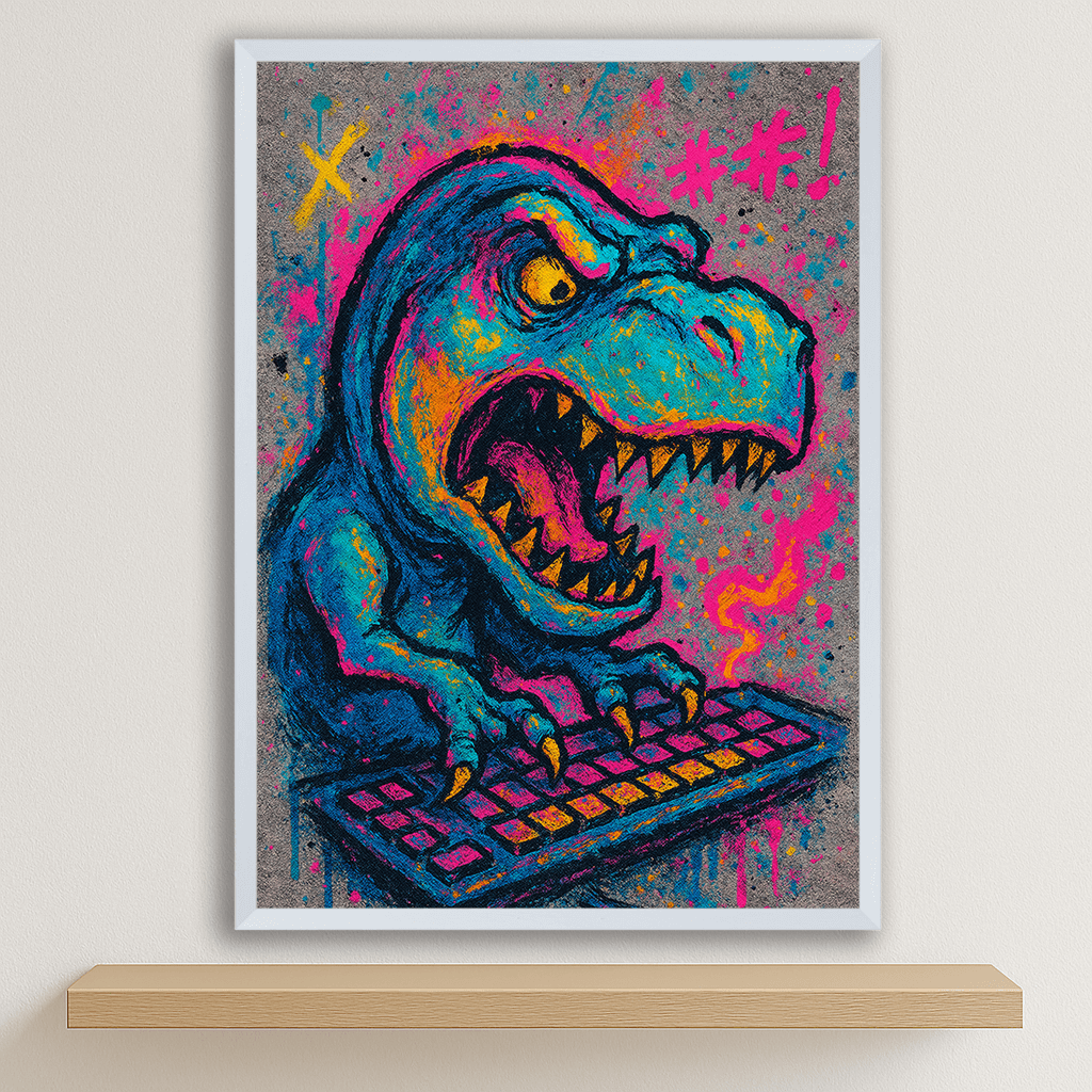 Quadri stampe d'autore T-Rex con PC | Incorniciamoci