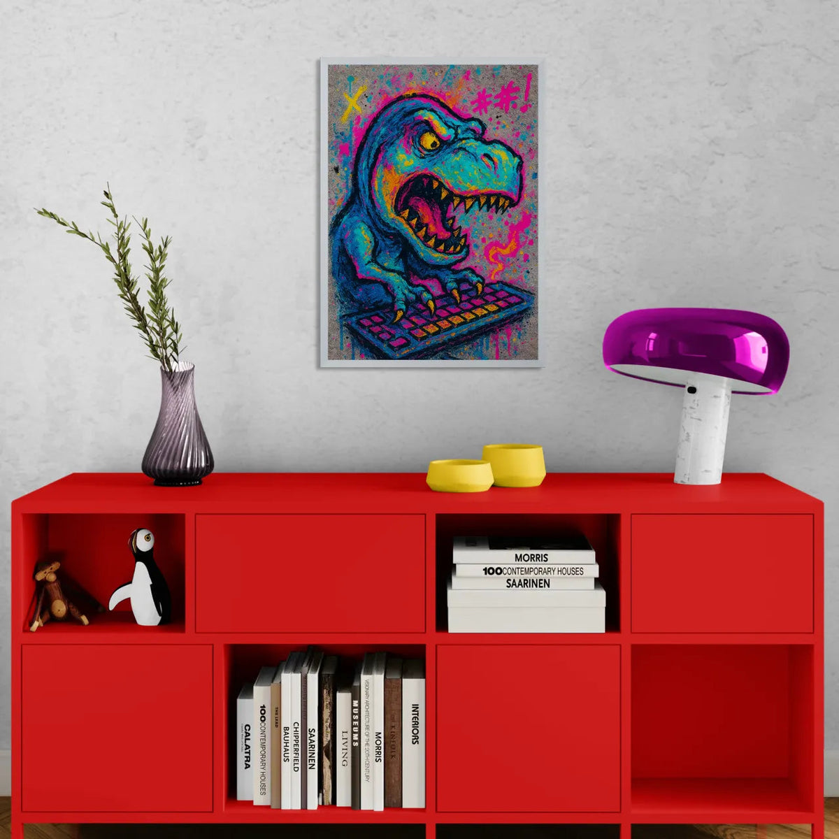 Quadri stampe d'autore T-Rex con PC | Incorniciamoci