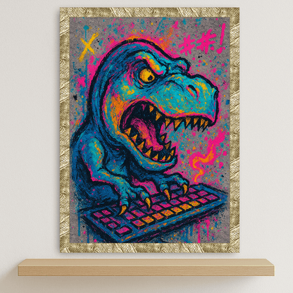 Quadri stampe d'autore T-Rex con PC | Incorniciamoci