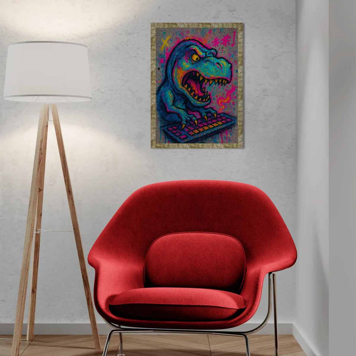 Quadri stampe d'autore T-Rex con PC | Incorniciamoci