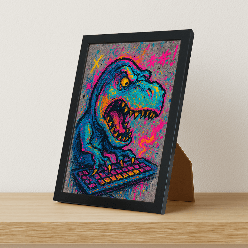 Quadri stampe d'autore T-Rex con PC | Incorniciamoci