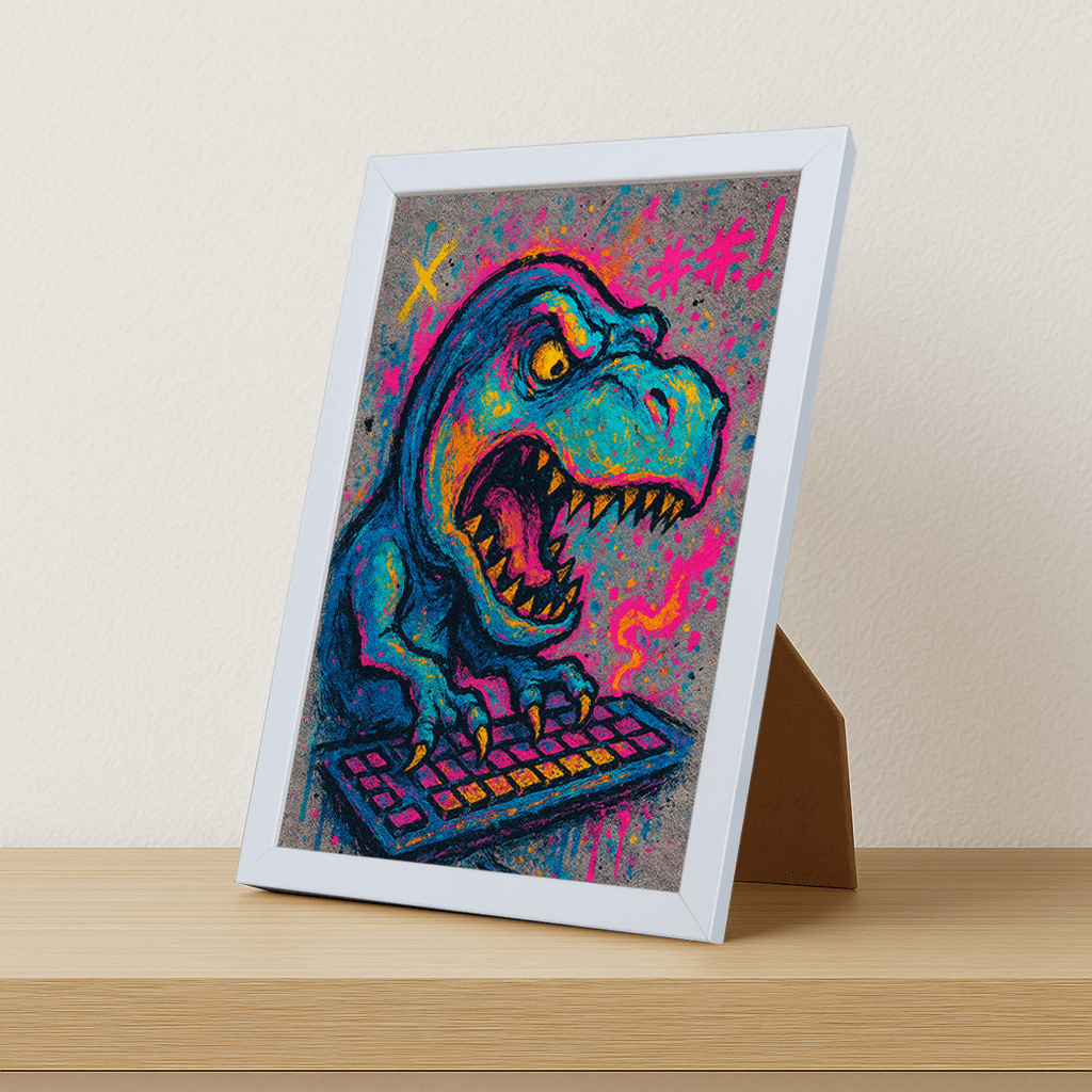 Quadri stampe d'autore T-Rex con PC | Incorniciamoci