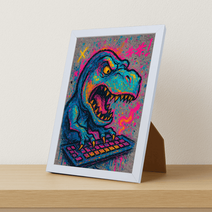 Quadri stampe d'autore T-Rex con PC | Incorniciamoci