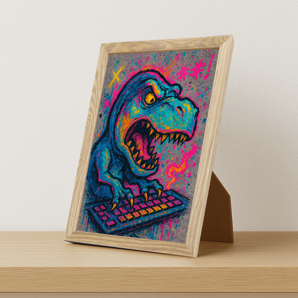 Quadri stampe d'autore T-Rex con PC | Incorniciamoci