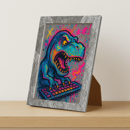 Quadri stampe d'autore T-Rex con PC | Incorniciamoci