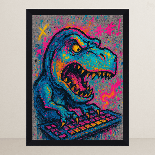 Quadri stampe d'autore T-Rex con PC | Incorniciamoci