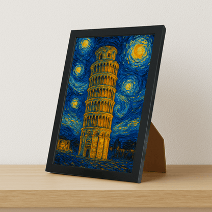 Quadri stampe d'autore Torre di Pisa stile Gogh | Incorniciamoci