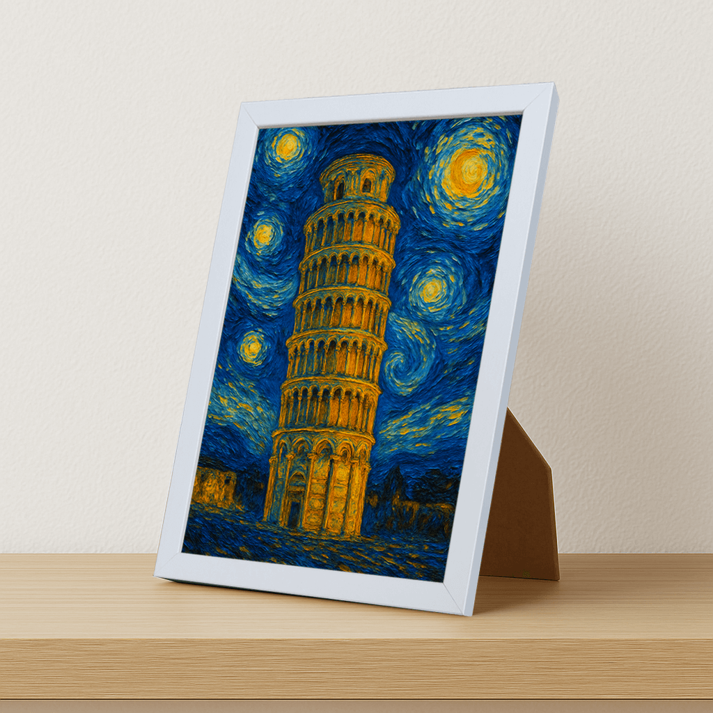 Quadri stampe d'autore Torre di Pisa stile Gogh | Incorniciamoci