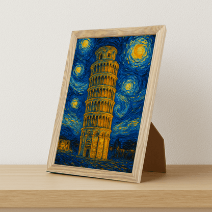 Quadri stampe d'autore Torre di Pisa stile Gogh | Incorniciamoci