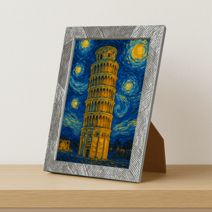 Quadri stampe d'autore Torre di Pisa stile Gogh | Incorniciamoci