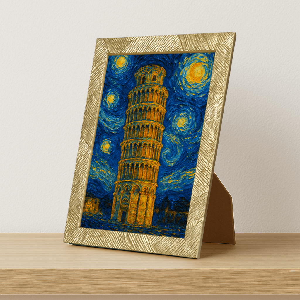 Quadri stampe d'autore Torre di Pisa stile Gogh | Incorniciamoci