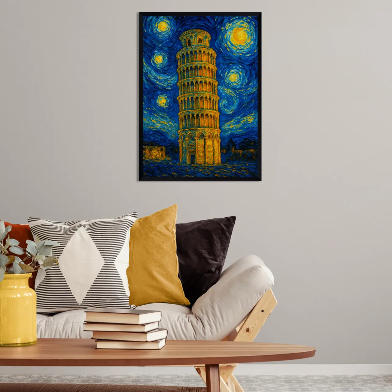 Quadri stampe d'autore Torre di Pisa stile Gogh | Incorniciamoci