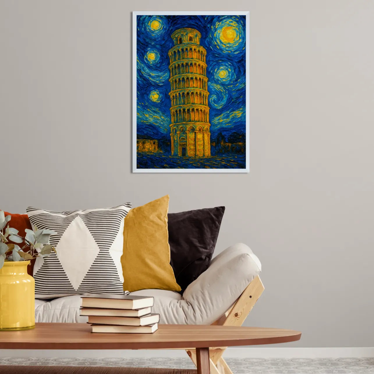 Quadri stampe d'autore Torre di Pisa stile Gogh | Incorniciamoci