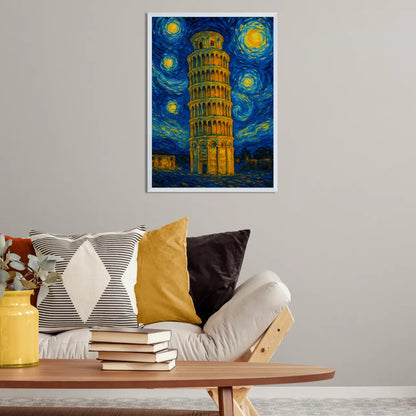 Quadri stampe d'autore Torre di Pisa stile Gogh | Incorniciamoci